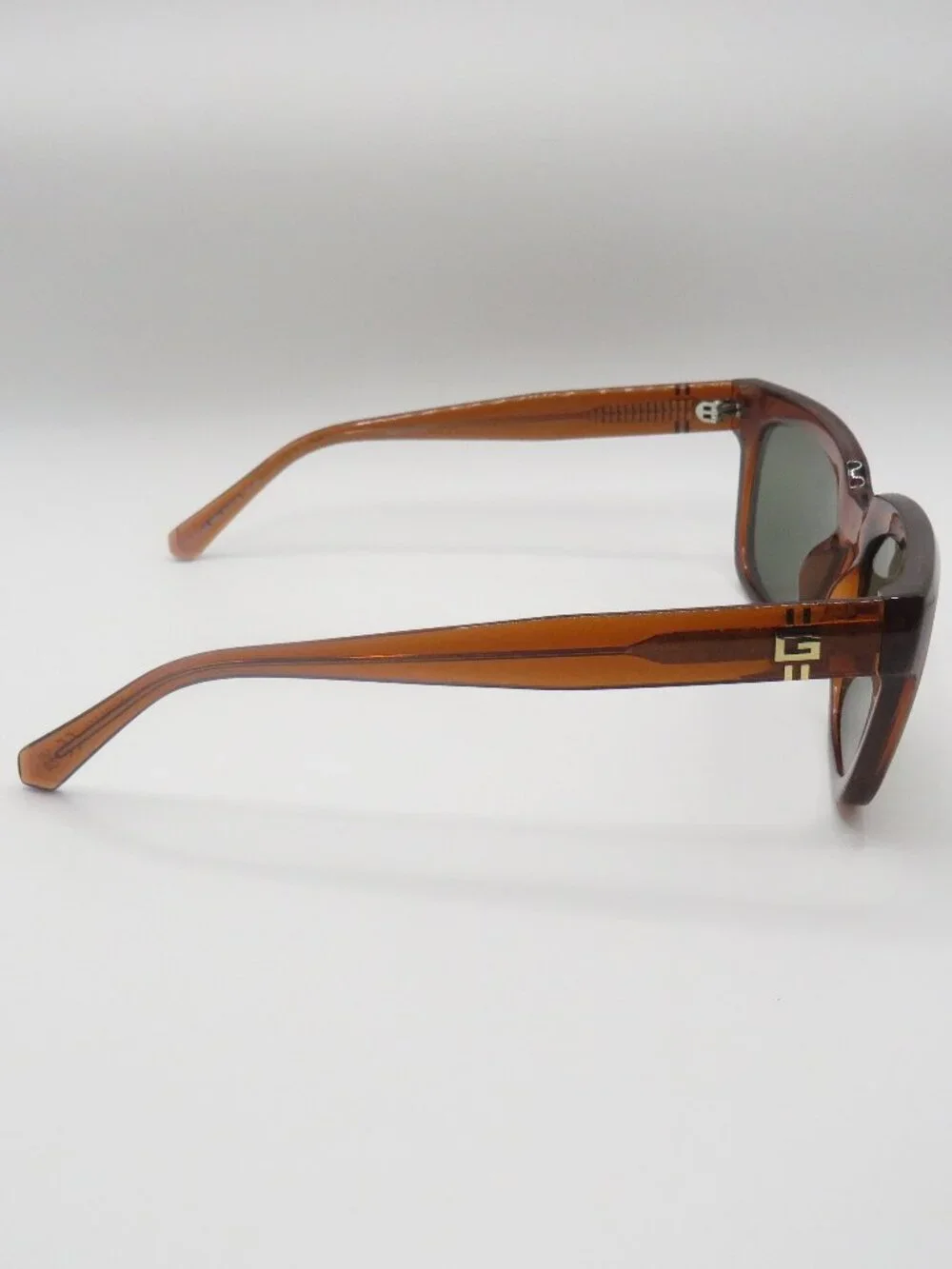 Guess New GU00206 48N Shiny Transparent Brown/Green Square Sunglasses